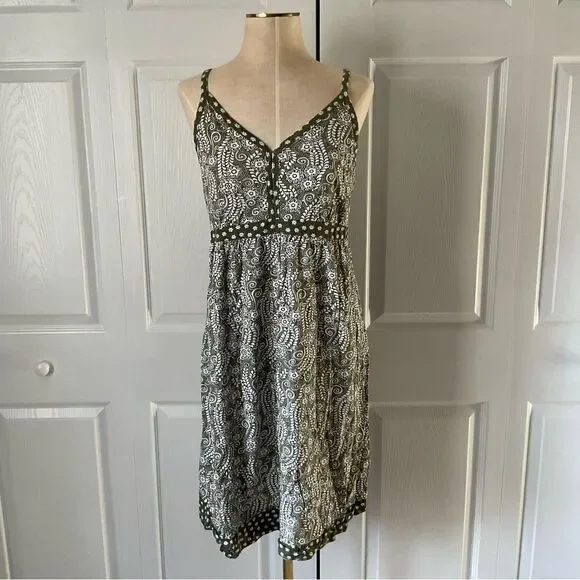 Faded Glory Womens Cotton Green & White Cami Dress - Size L - Picture 1 of 5